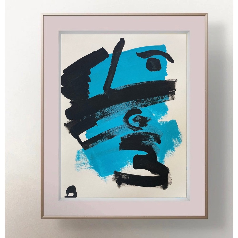 OMAN Original Abstract Painting Blue Black Spiritual Modern Expressionist Art